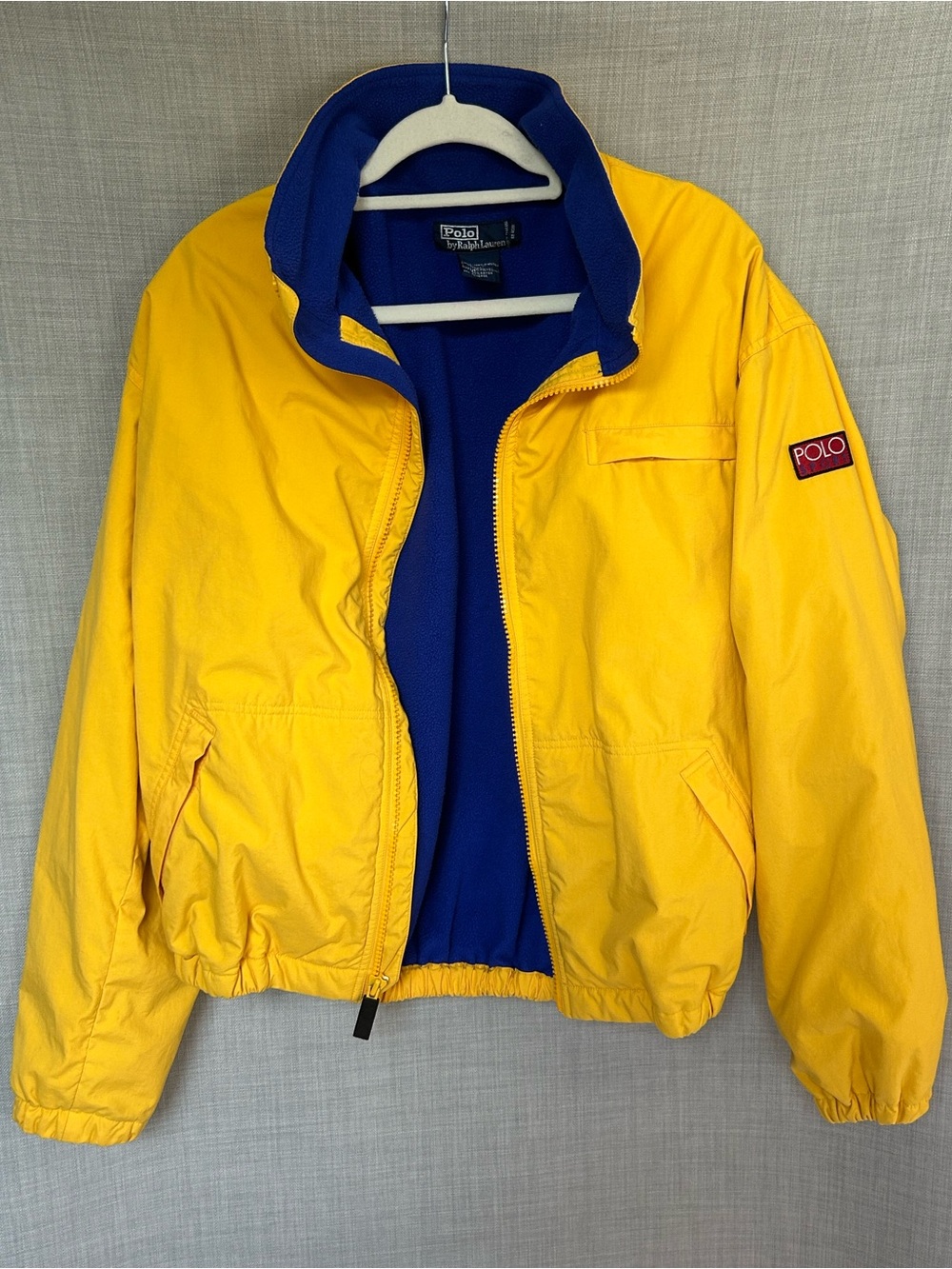 Vintage 90s Polo Sport by Ralph Lauren Yellow Jacket Fleece Lined Large